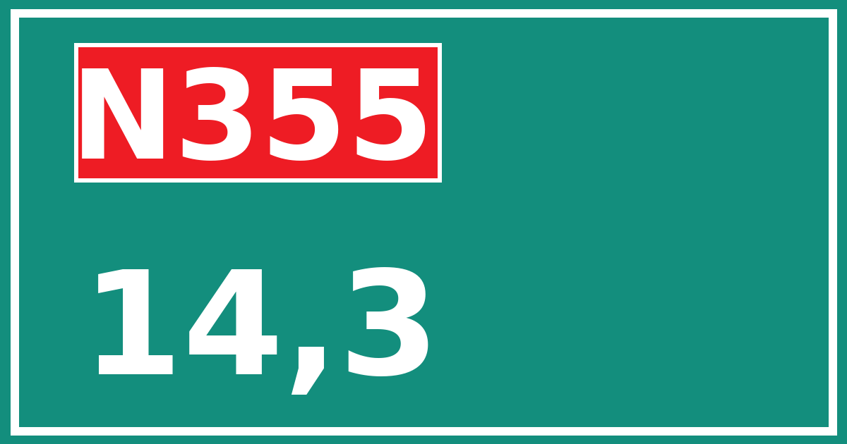 Hectometerbord N355 14,3
