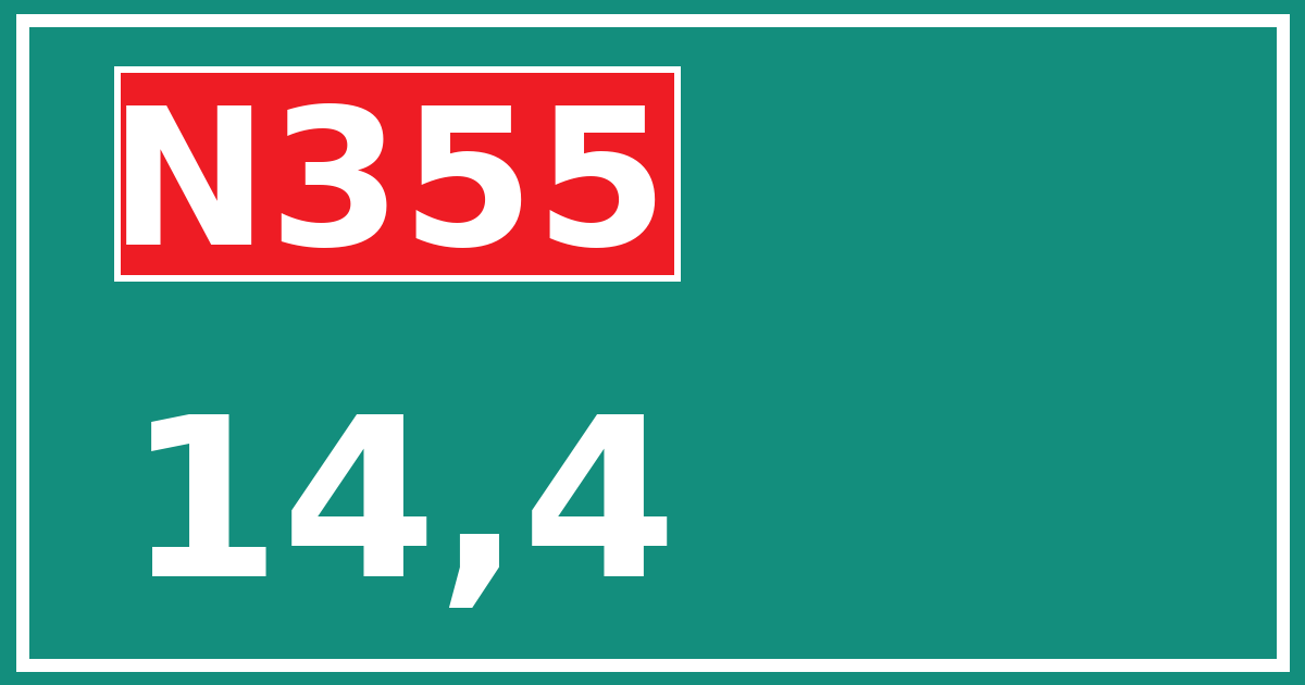 Hectometerbord N355 14,4