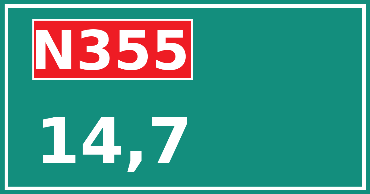 Hectometerbord N355 14,7
