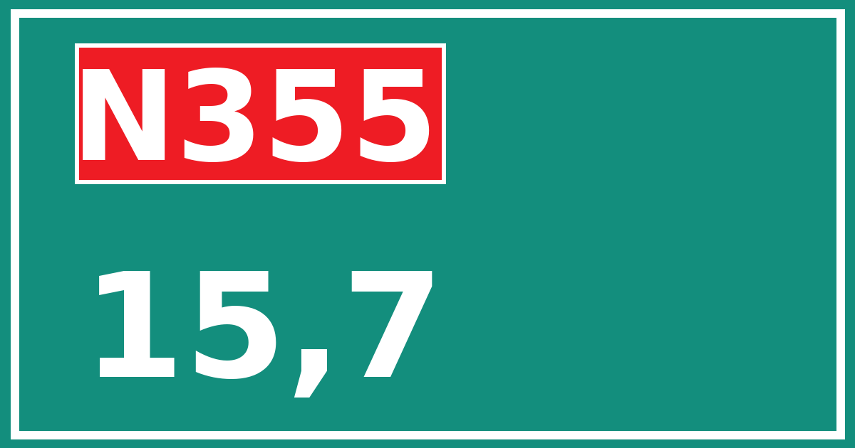 Hectometerbord N355 15,7