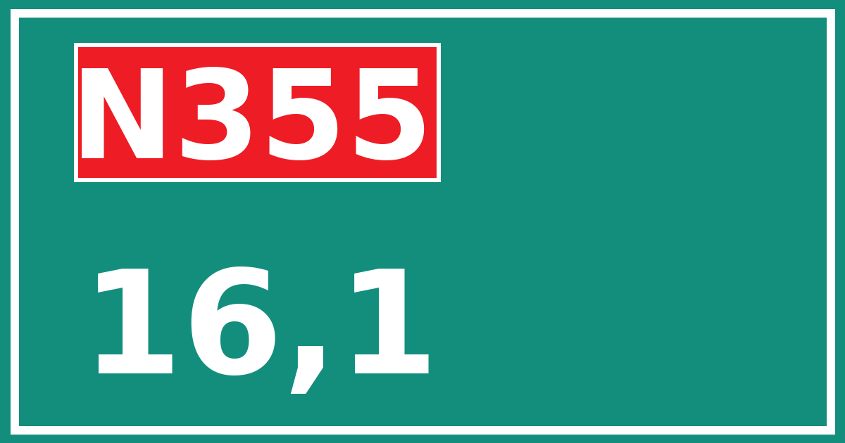 Hectometerbord N355 16,1