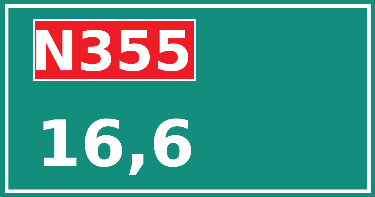 Hectometerbord N355 16,6
