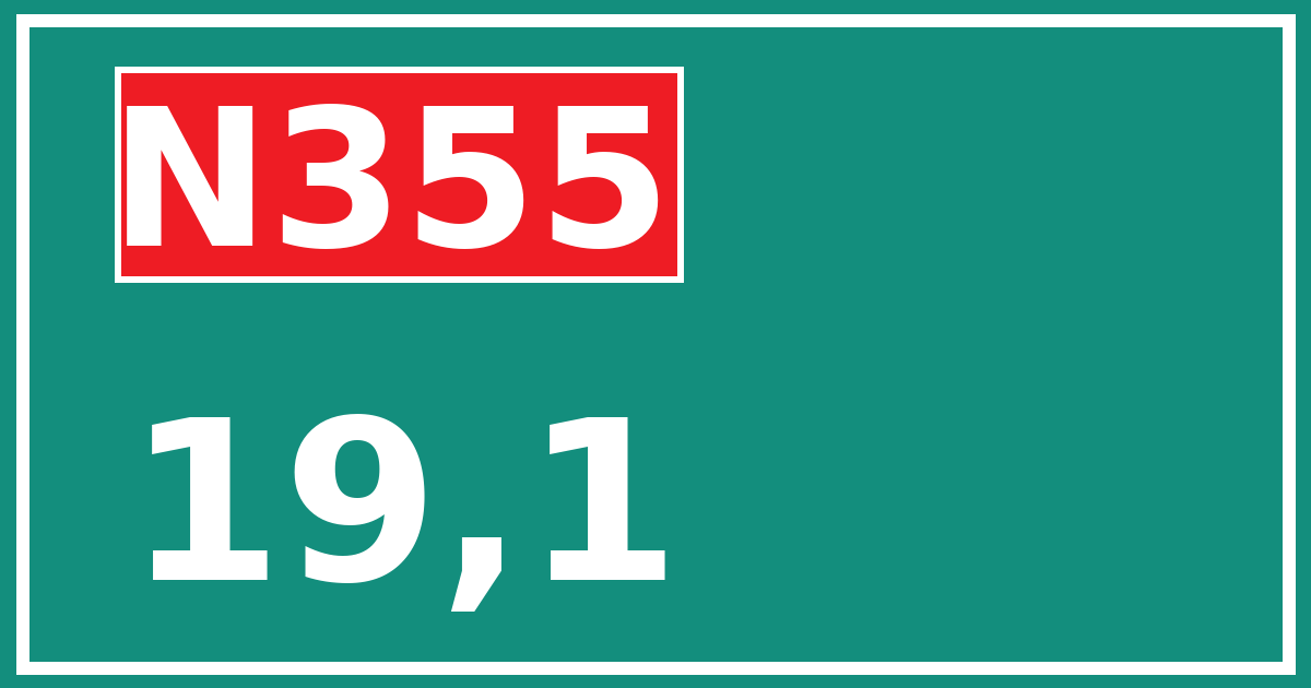 Hectometerbord N355 19,1