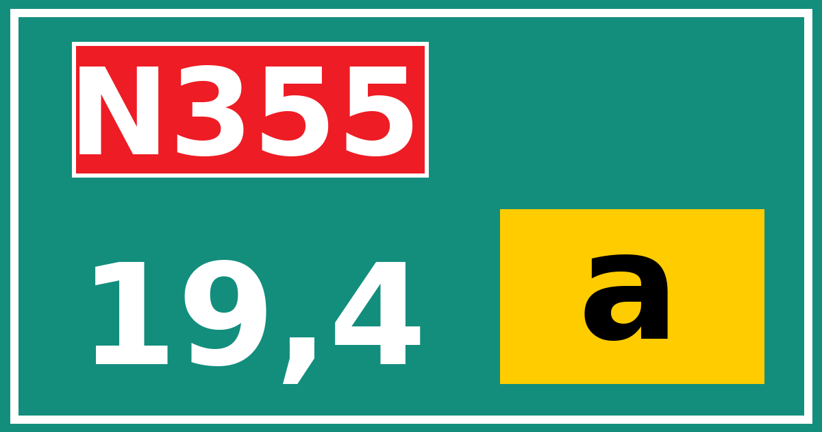 Hectometerbord N355 19,4 letter a