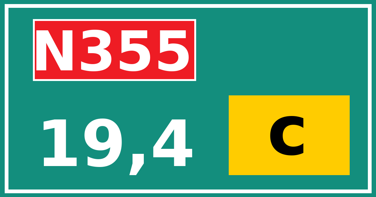 Hectometerbord N355 19,4 letter c