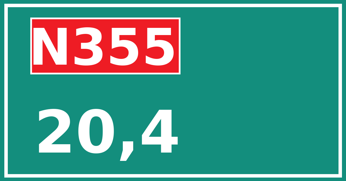 Hectometerbord N355 20,4