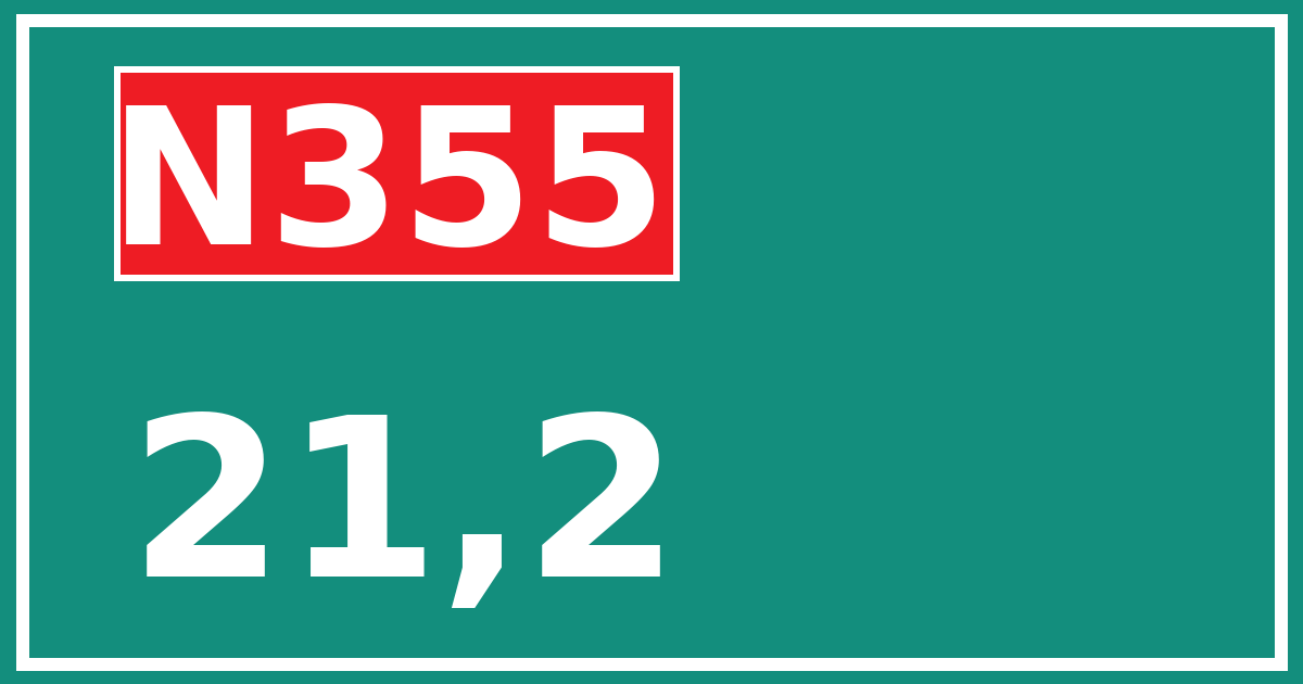 Hectometerbord N355 21,2