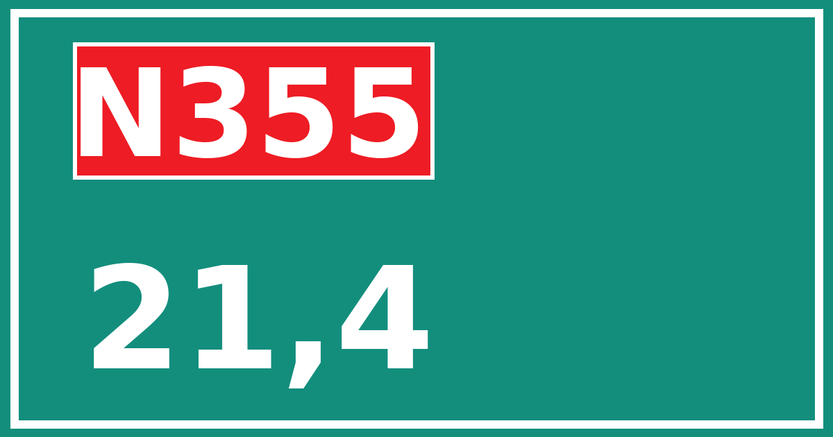 Hectometerbord N355 21,4