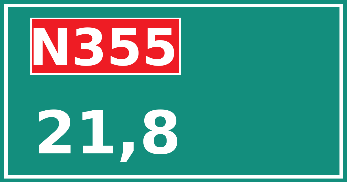 Hectometerbord N355 21,8