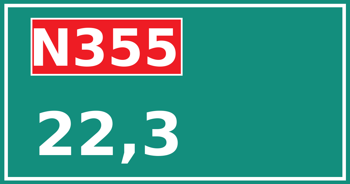 Hectometerbord N355 22,3