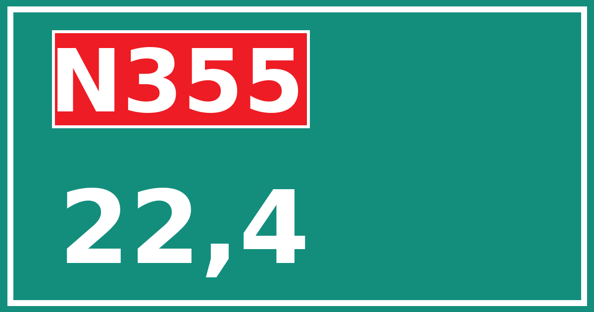 Hectometerbord N355 22,4