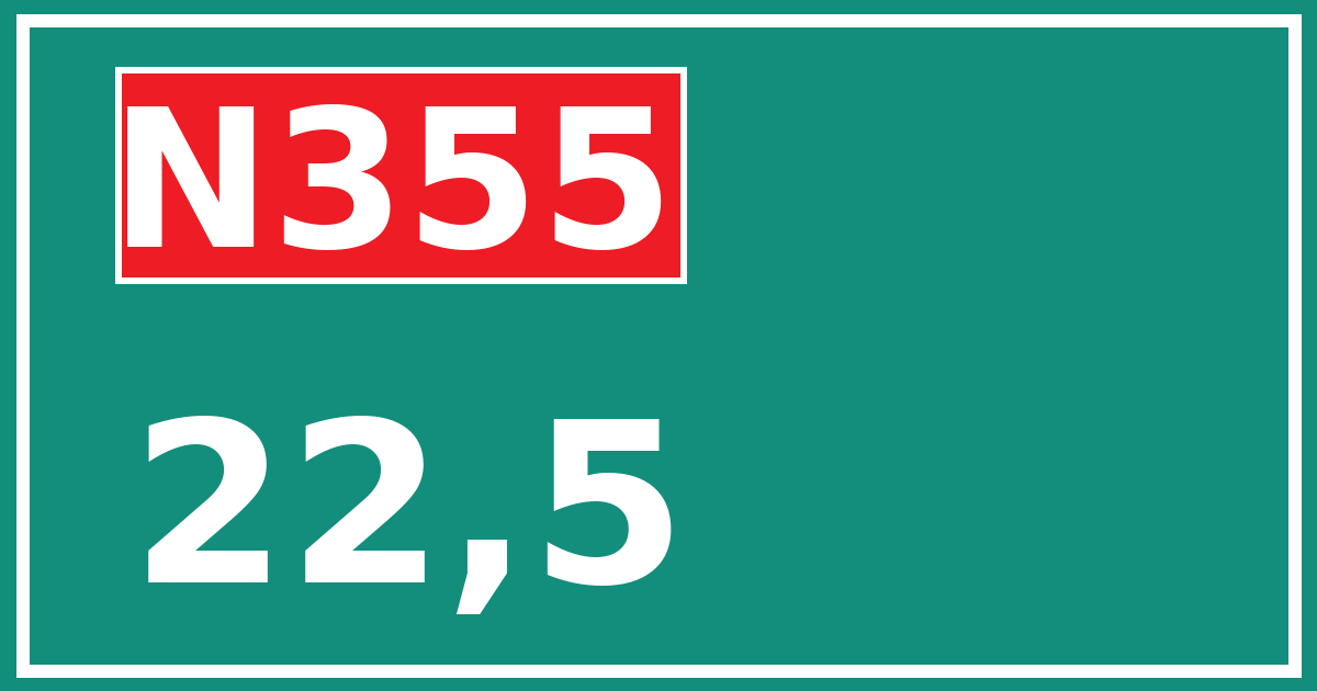 Hectometerbord N355 22,5