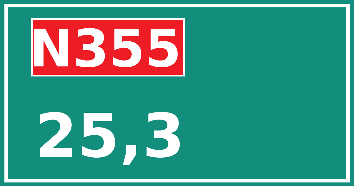 Hectometerbord N355 25,3