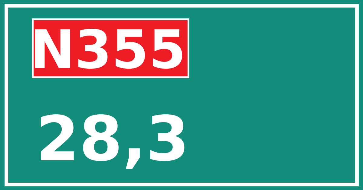 Hectometerbord N355 28,3