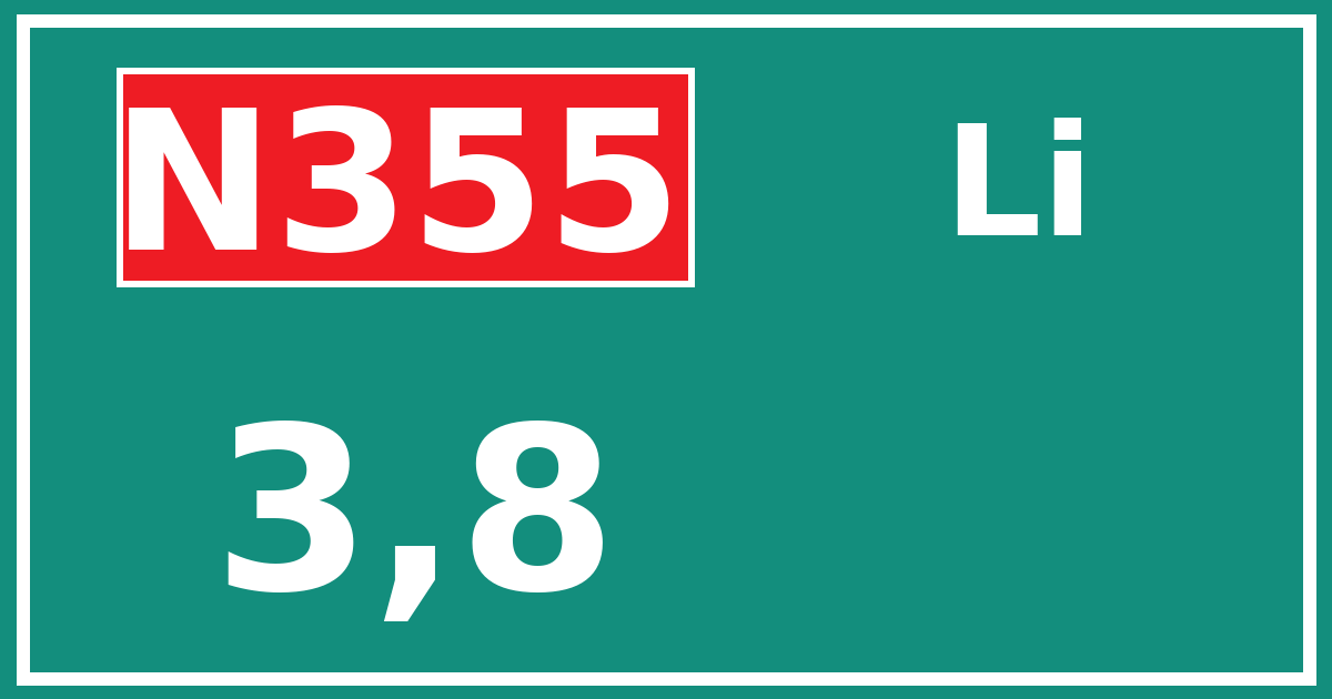 Hectometerbord N355 3,8 zijde Li