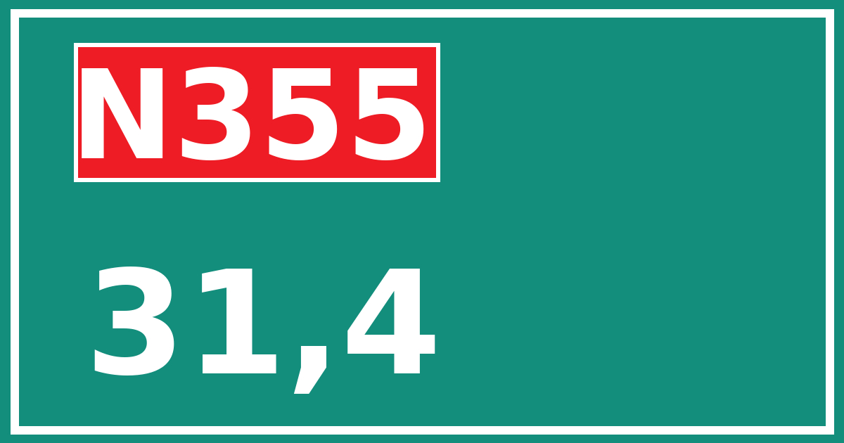 Hectometerbord N355 31,4