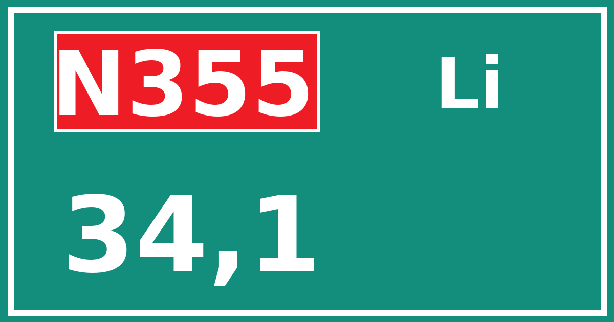 Hectometerbord N355 34,1 zijde Li