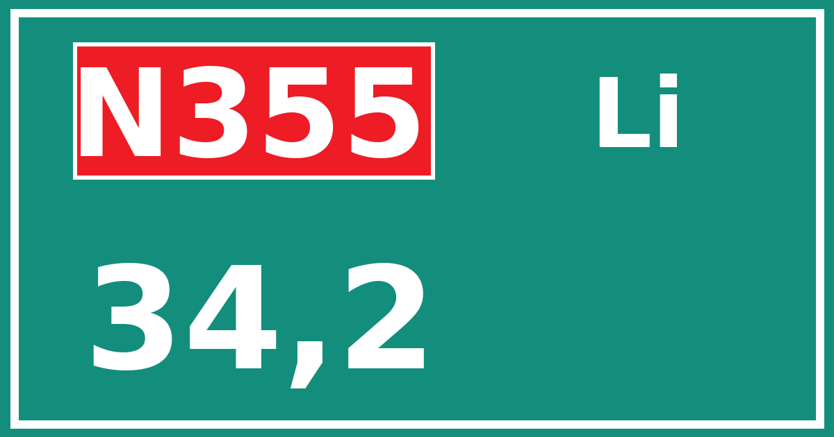 Hectometerbord N355 34,2 zijde Li
