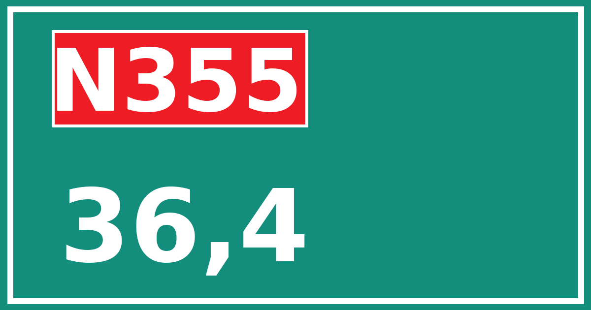 Hectometerbord N355 36,4