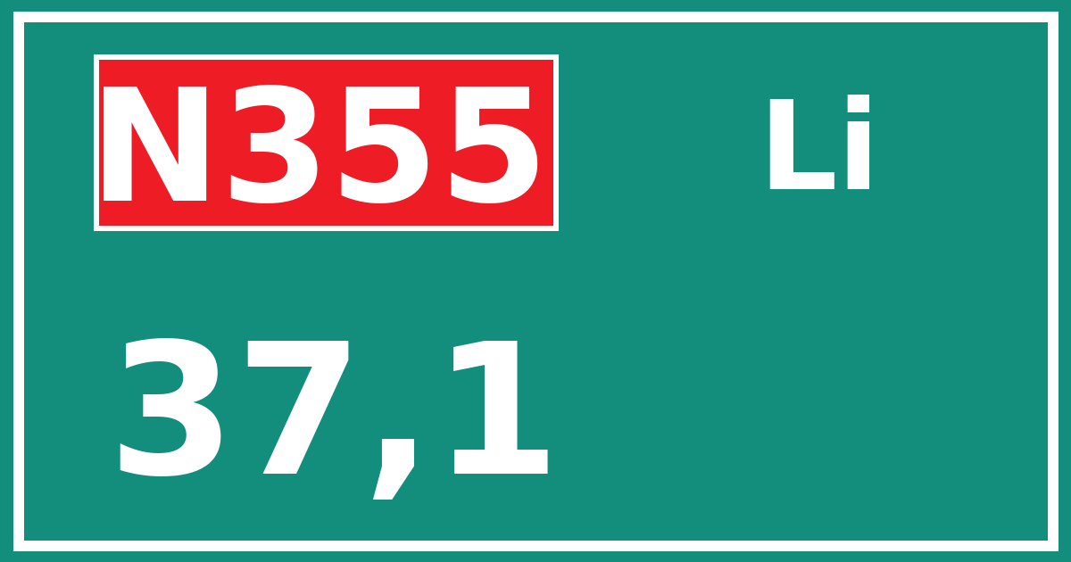 Hectometerbord N355 37,1 zijde Li