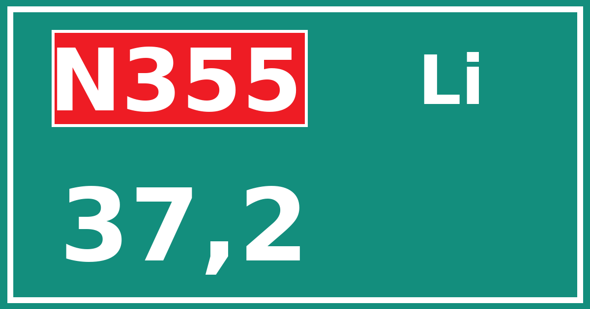 Hectometerbord N355 37,2 zijde Li