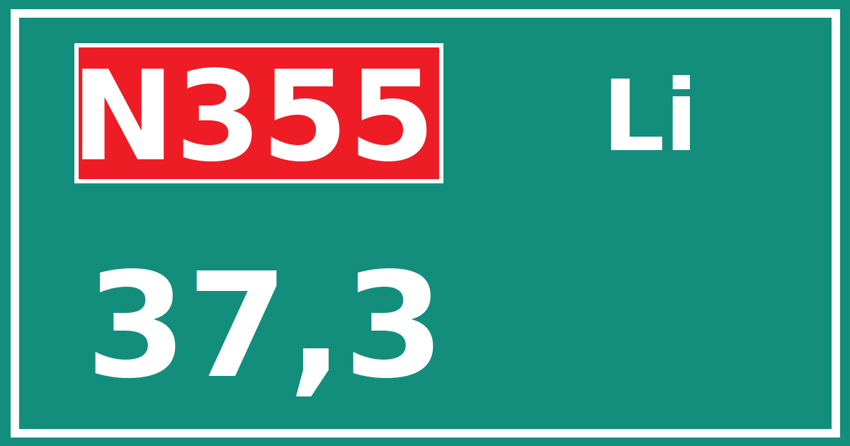 Hectometerbord N355 37,3 zijde Li
