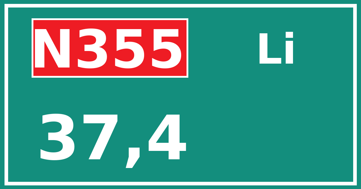 Hectometerbord N355 37,4 zijde Li