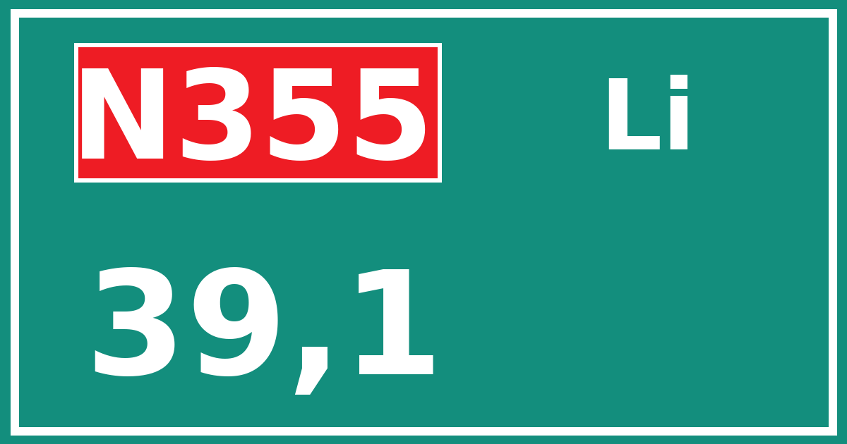 Hectometerbord N355 39,1 zijde Li