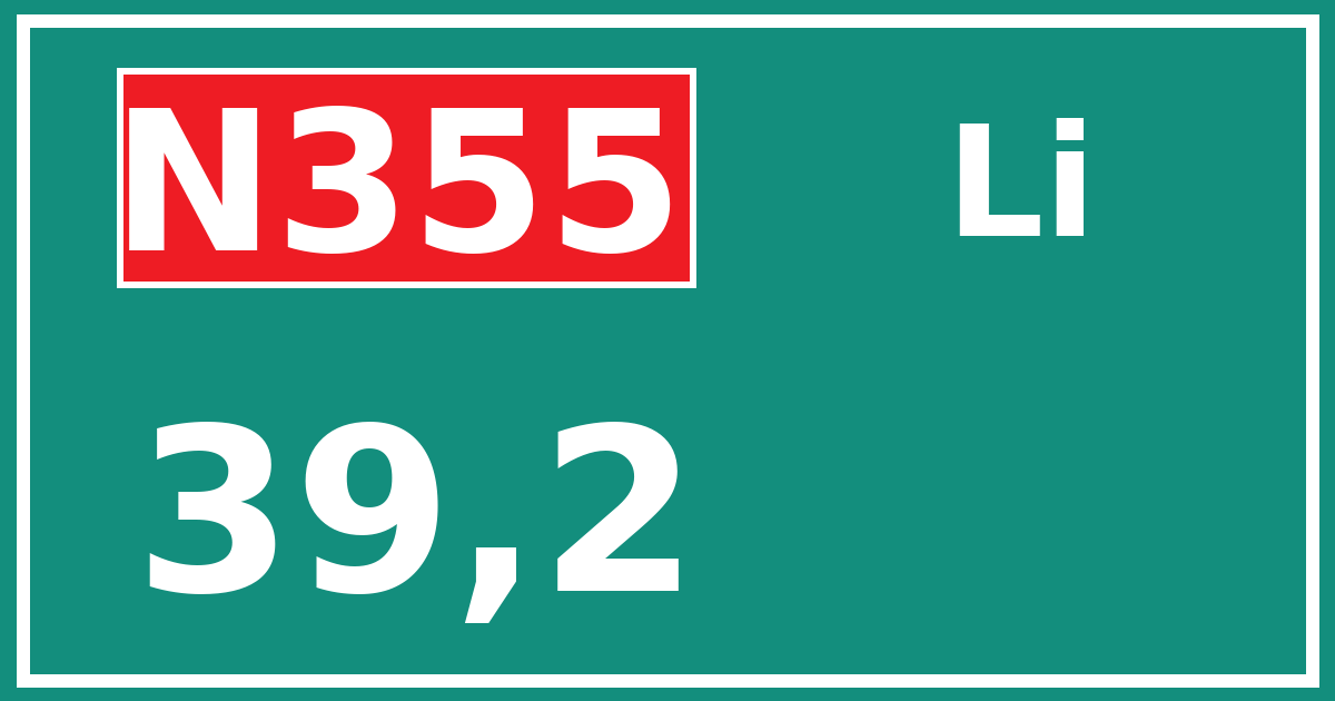 Hectometerbord N355 39,2 zijde Li