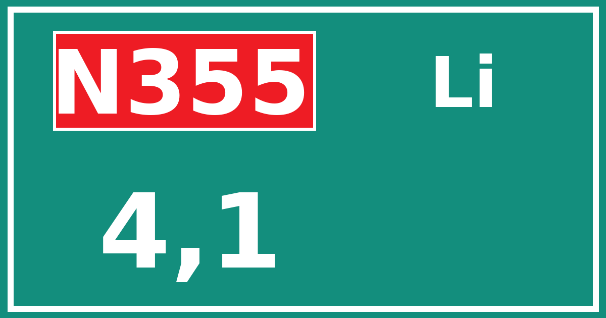Hectometerbord N355 4,1 zijde Li