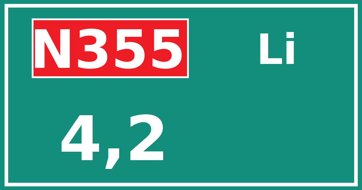 Hectometerbord N355 4,2 zijde Li