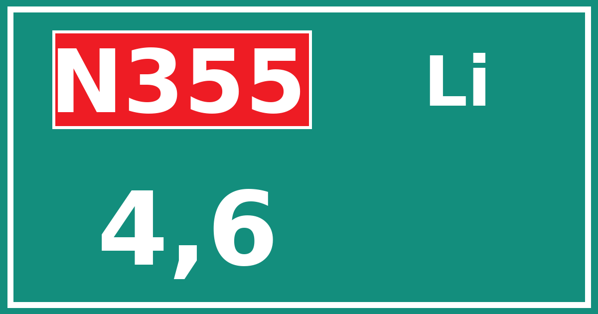 Hectometerbord N355 4,6 zijde Li