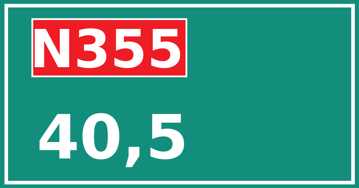 Hectometerbord N355 40,5