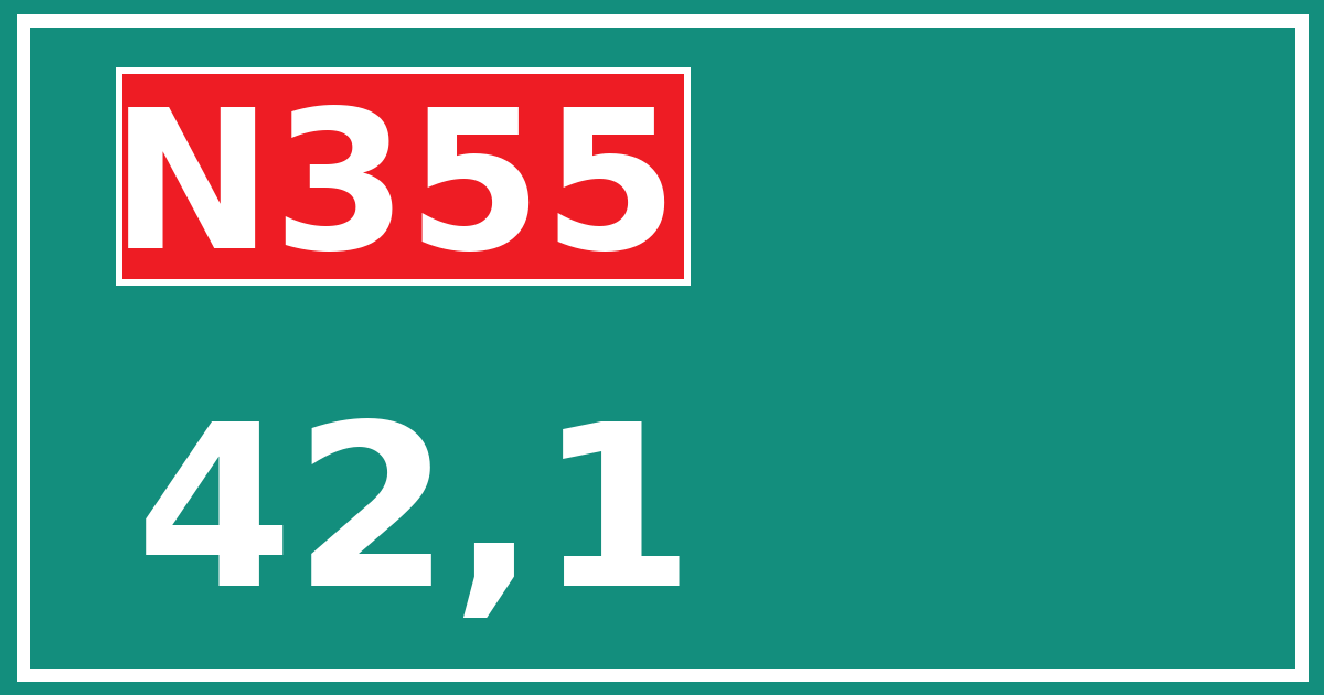 Hectometerbord N355 42,1