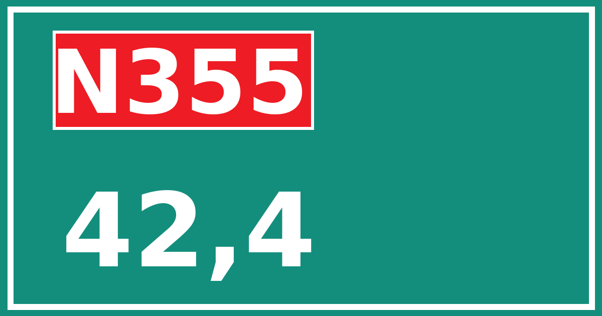 Hectometerbord N355 42,4