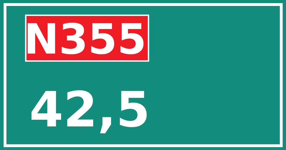 Hectometerbord N355 42,5
