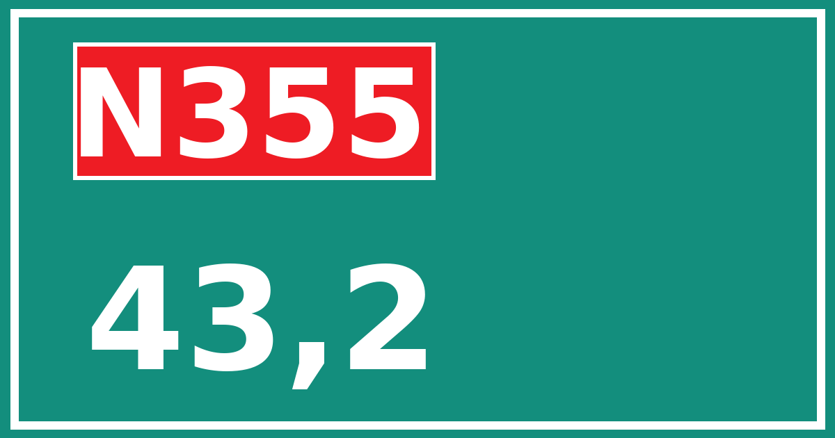 Hectometerbord N355 43,2