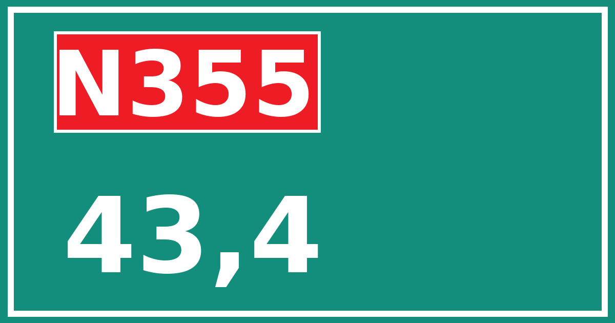 Hectometerbord N355 43,4