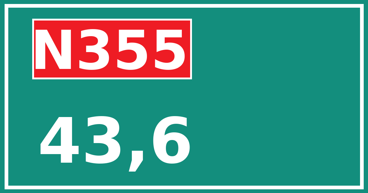 Hectometerbord N355 43,6
