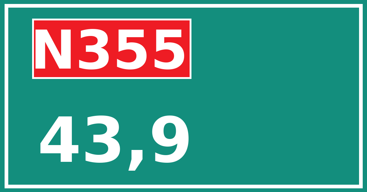 Hectometerbord N355 43,9