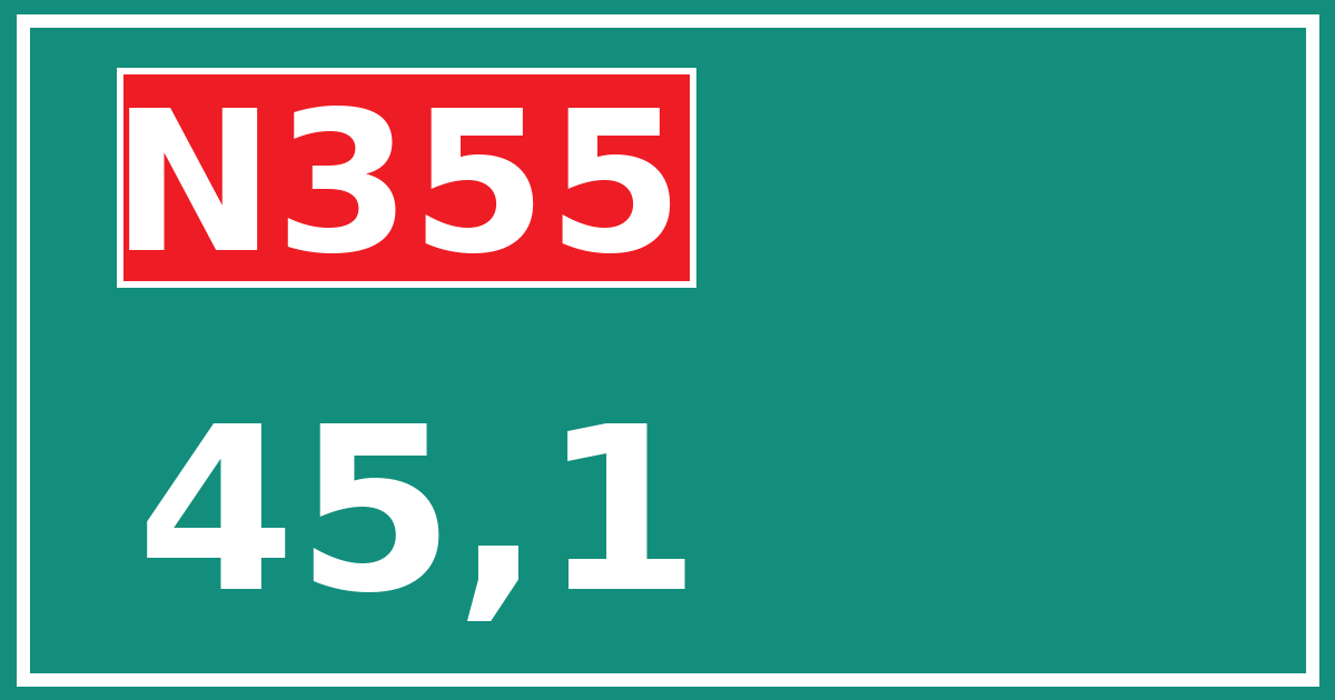 Hectometerbord N355 45,1