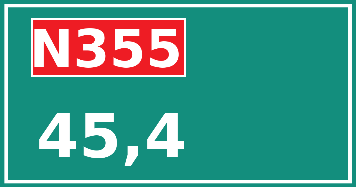 Hectometerbord N355 45,4