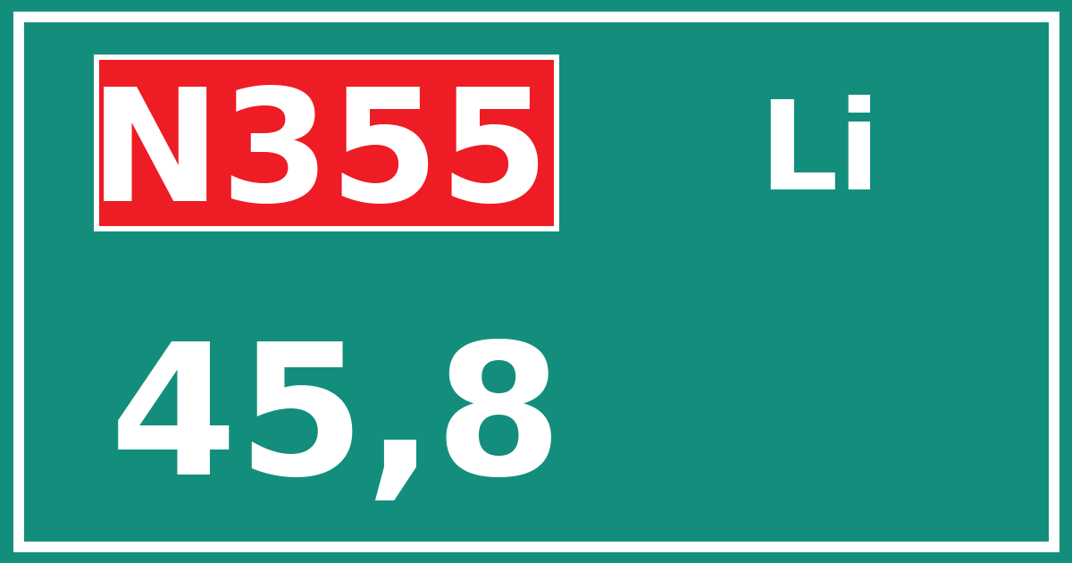 Hectometerbord N355 45,8 zijde Li