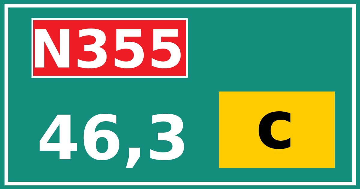 Hectometerbord N355 46,3 letter c