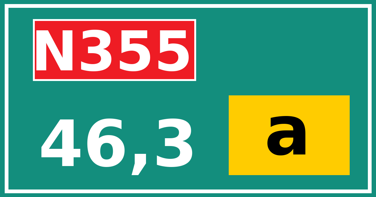 Hectometerbord N355 46,3 letter a