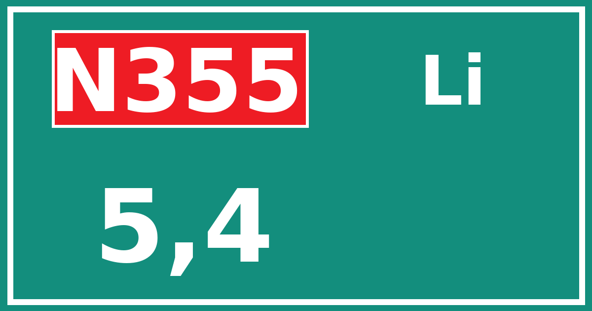 Hectometerbord N355 5,4 zijde Li