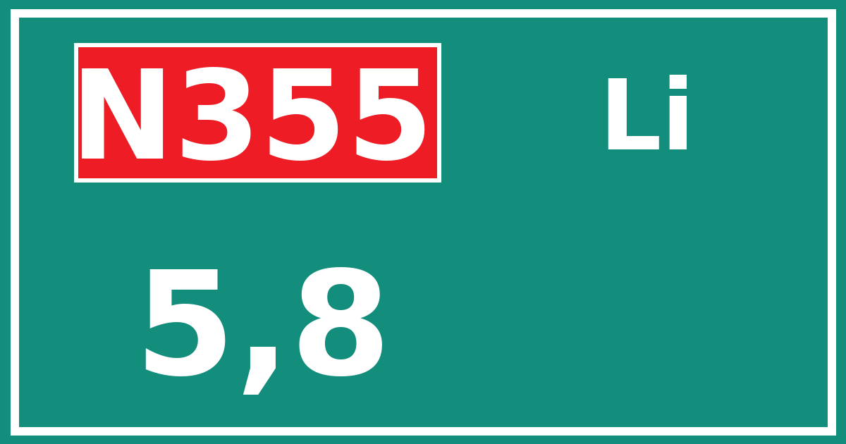 Hectometerbord N355 5,8 zijde Li