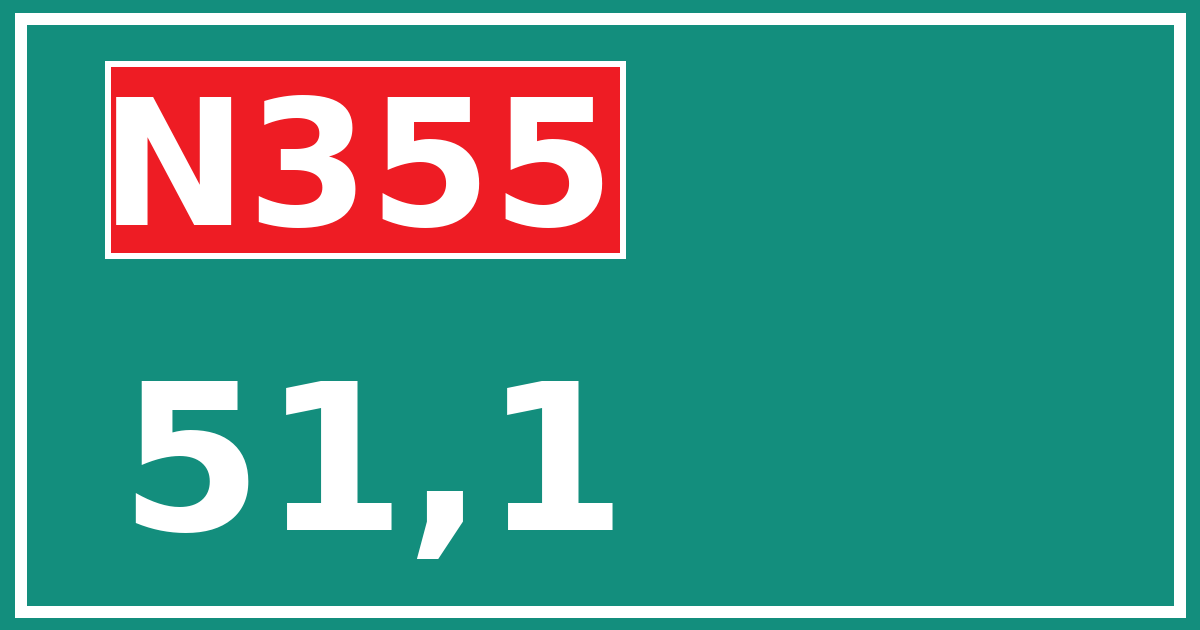 Hectometerbord N355 51,1