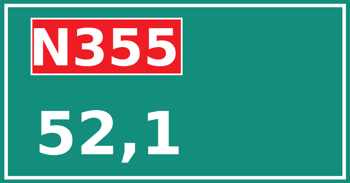 Hectometerbord N355 52,1
