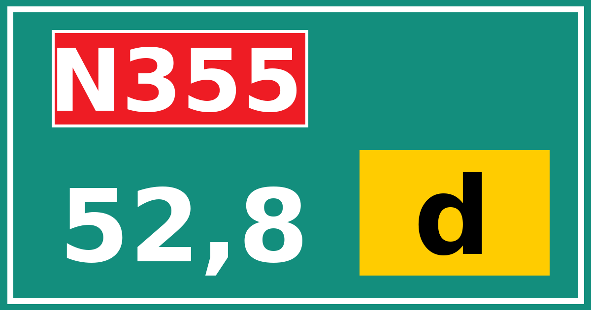 Hectometerbord N355 52,8 letter d
